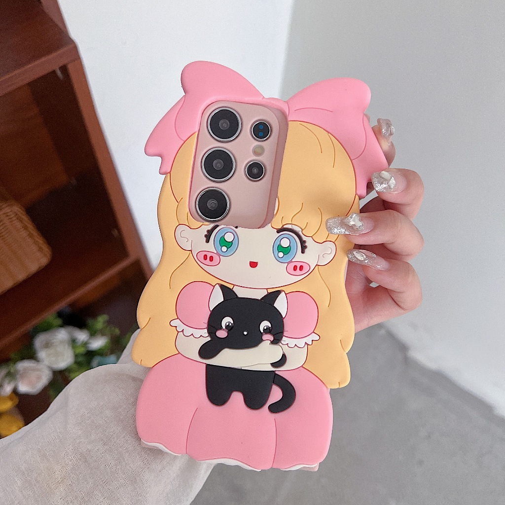 น่ารักเจ้าหญิง 3D เคส โทรศัพท์ Samsung Galaxy S25 Ultra S24 FE S24 Ultra S24 Plus S23FE S23 Ultra S23 Plus S22Ultra S21Ultra S21FE Note10Plus Note20Ultra A56 A55 A14 A35 A15 A54 A34 A73 5G Case เคสโทรศัพท์ใหม่ ซิลิโคนอ่อนนุ่มป้องกันการตก เคสมือถือซัมซุง