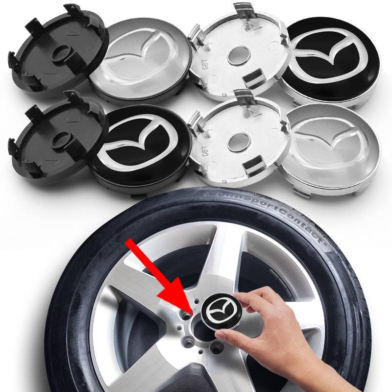 Mazda 4 ชิ้น/1 ชุด 60 มม.ฝาครอบศูนย์ดุมล้อรถอุปกรณ์เสริมสําหรับ Mazda 2 3 6 CX-2 MX-5 CX-5 ATENZA
