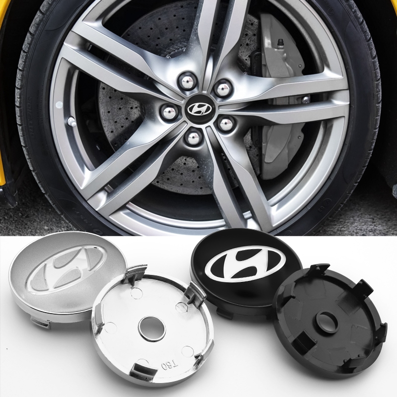 Hyundai 4 ชิ้น/1 ชุด 60 มม.ดุมล้อรถฝาครอบศูนย์ hub โลโก้สําหรับ Hyundai PALISADE VERACRUZ HB20 Avante IONIQ Veloster