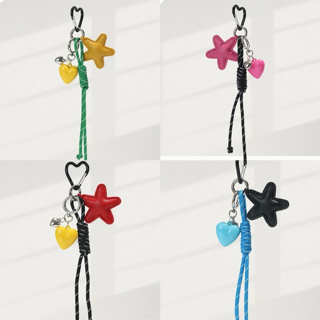 Original Niche High-End หนัง Star ปีนเขาเชือก Lanyard กระเป๋าจี้คู่ Super สวยพวงกุญแจหญิงกระเป๋าจี้อินเทรนด์ Retro สีสันเชือกไนลอนกระเป๋าจี้ Love กระเป๋าตกแต่ง