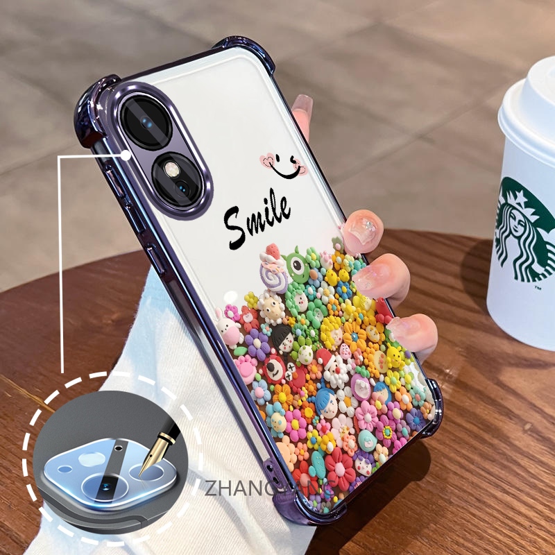 สําหรับ OPPO reno 8T 4G reno 8T 5G สี่มุมถุงลมนิรภัย anti fall เคสโทรศัพท์ชุบไฟฟ้าซิลิโคน TPU soft case การ์ตูนหลายรูปแบบตุ๊กตา