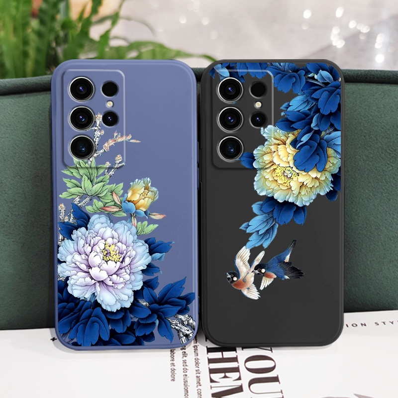SAMSUNG Blue Blossomเคสโทรศัพท์สําหรับSamsung Galaxy S25 S24 S23 S22 FE Ultra Plus 5Gซิลิโคนเหลวด้านข้างรูปแบบฝาครอบ ราคา ถูกที่สุด ดีลบีเคเค แกลเลอรีภาพที่ 6