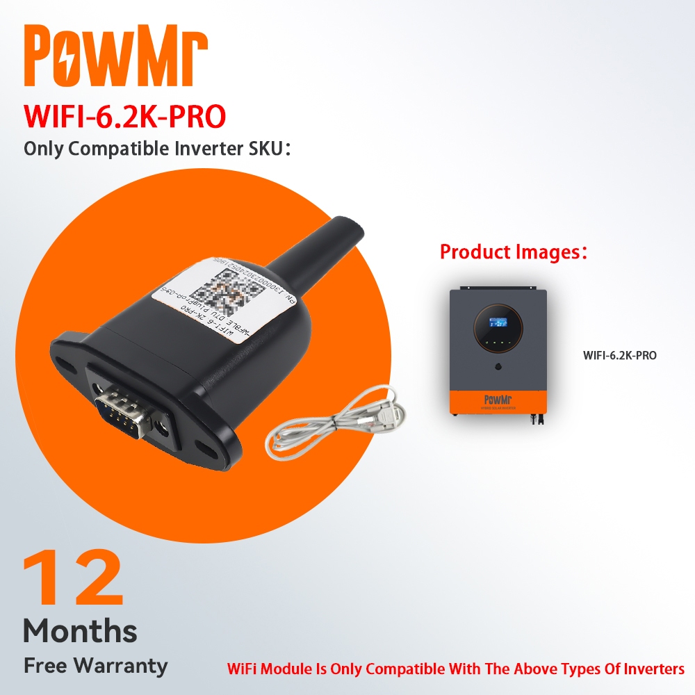 PowMr ไร้สาย WIFI-6.2K-PRO โมดูลอุปกรณ์ RS232 การตรวจสอบระยะไกลสําหรับ Solar Off-Grid/On-Grid Hybrid อินเวอร์เตอร์รีโมทคอนโทรลพอร์ต