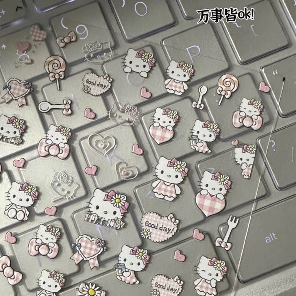 คิตตี้แมวสีชมพูกระโปรงสติ๊กเกอร์ติดเล็บ ทําเอง วารสารสติ๊กเกอร์ตกแต่งภาพวาดวัสดุสติกเกอร์