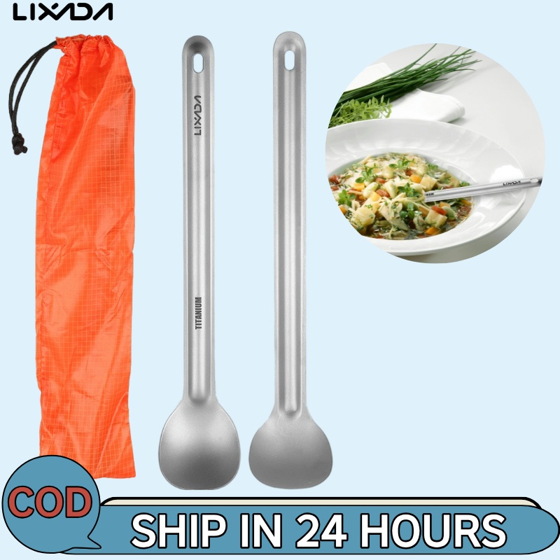 [Lixada Th Mall] Lixada ช้อนส้อม ด้ามจับยาว ไทเทเนียม 15 กรัม แบบพกพา สําหรับตั้งแคมป์ ปิกนิก แบกเป้