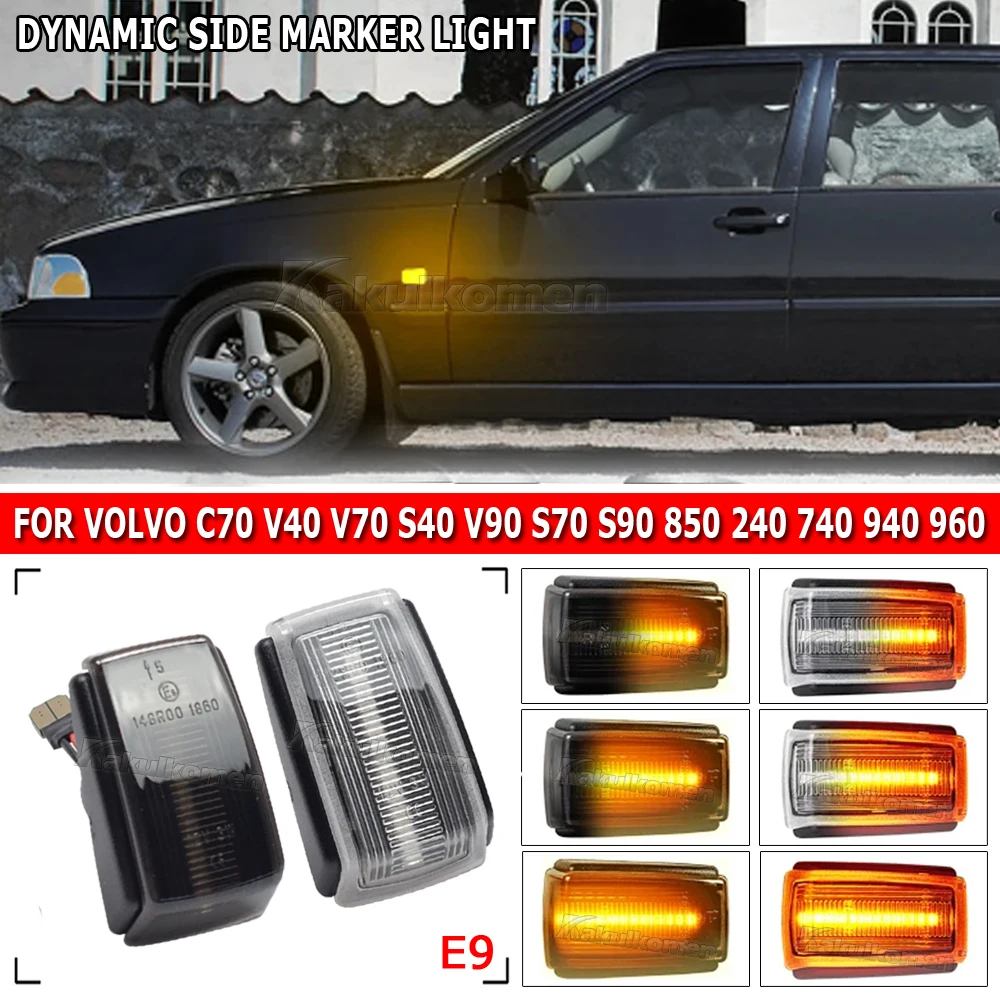 2 ชิ้นเหมาะสําหรับ Volvo C70 V40 V70 S40 V90 S70 S90 LED แบบไดนามิกด้านข้างสัญญาณรถเลี้ยวสัญญาณไฟกระ