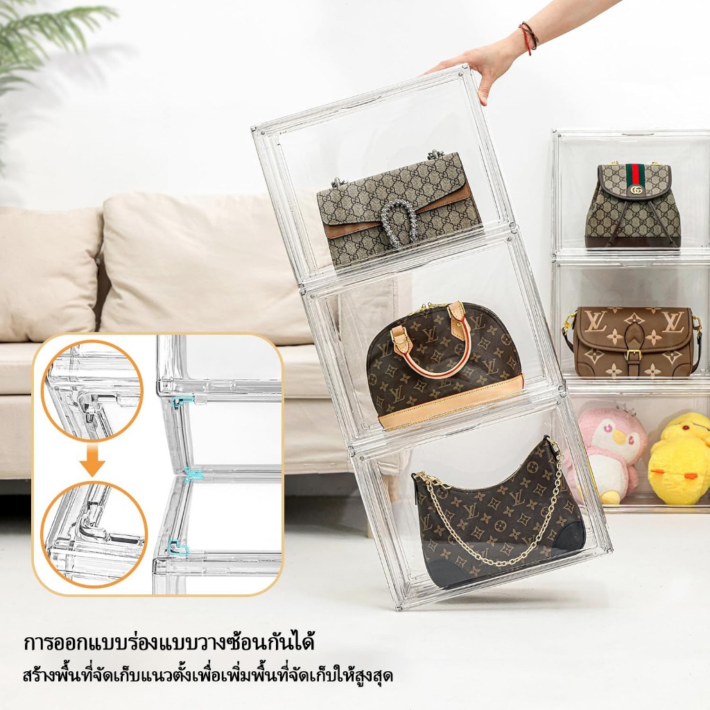 ล็อกเกอร์ในครัวเรือนที่เก็บกระเป๋าเดินทางกล่องแสดงโปร่งใสหรูหรา กล่องแสดงกระเป๋าเดินทางชั้นวางป้องกันฝุ่นกล่องเก็บ - รูปที่ 2