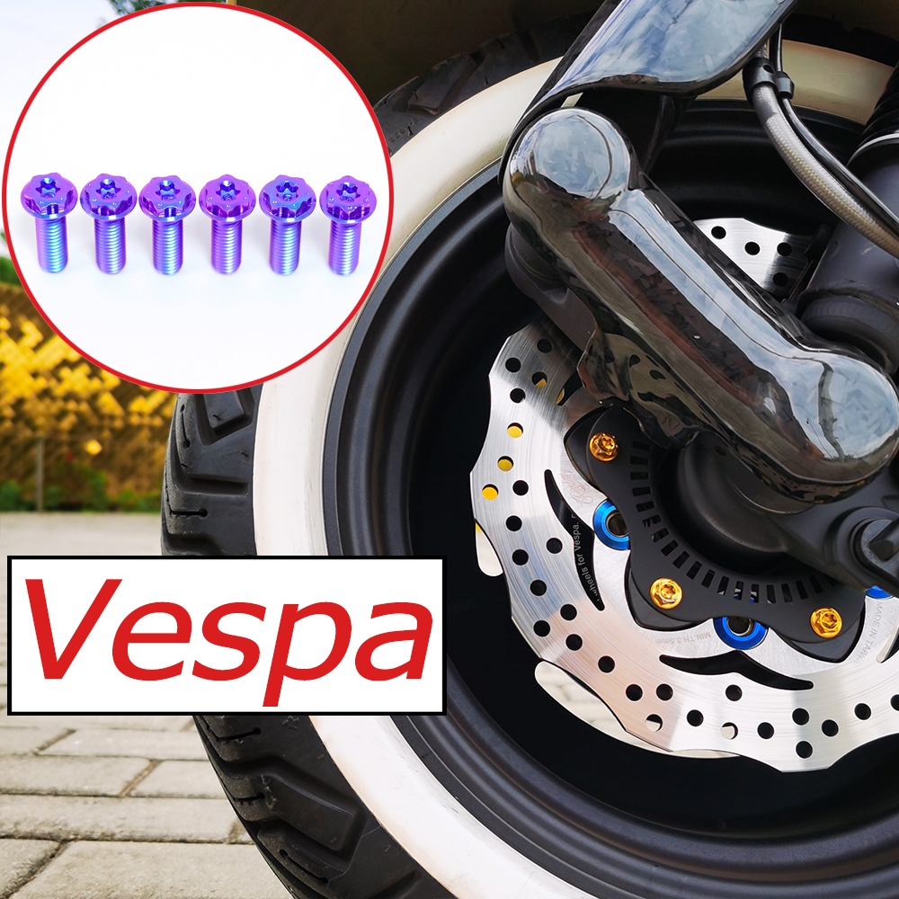 Flawlessti ดิสก์เบรกหน้า Gr5 สลักเกลียวไทเทเนียม M6 สําหรับ Vespa Sprint Primavera S 150 GTV GTS 300