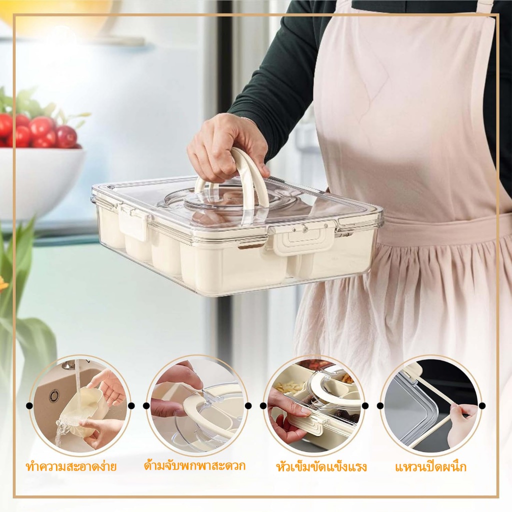 กล่องใส กล่องเก็บอาหาร แบ่งช่อง ระบายน้ํา พร้อมฝาปิด กล่องผัก ปิดผนึก รักษาความสด อุปกรณ์ครัว สําหรับห้องครัว - รูปที่ 2