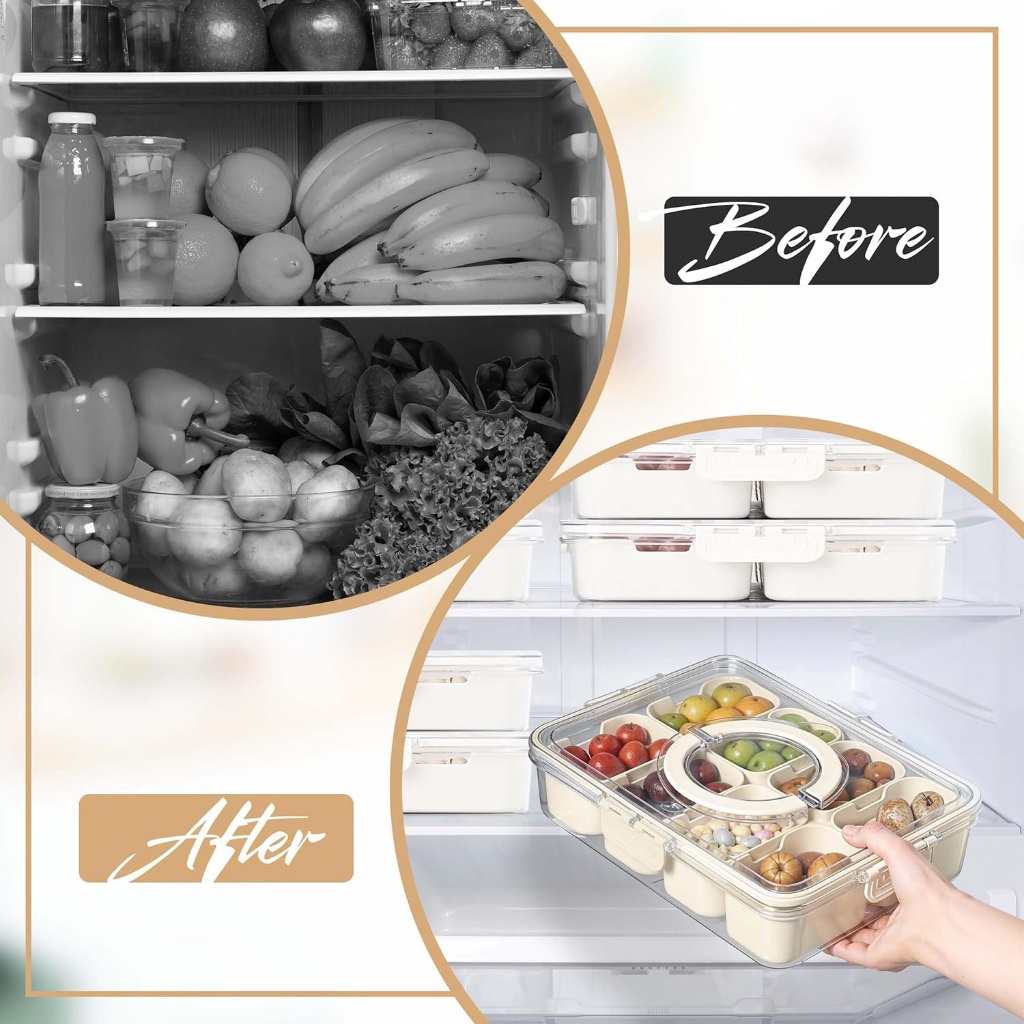 กล่องใส กล่องเก็บอาหาร แบ่งช่อง ระบายน้ํา พร้อมฝาปิด กล่องผัก ปิดผนึก รักษาความสด อุปกรณ์ครัว สําหรับห้องครัว - รูปที่ 4
