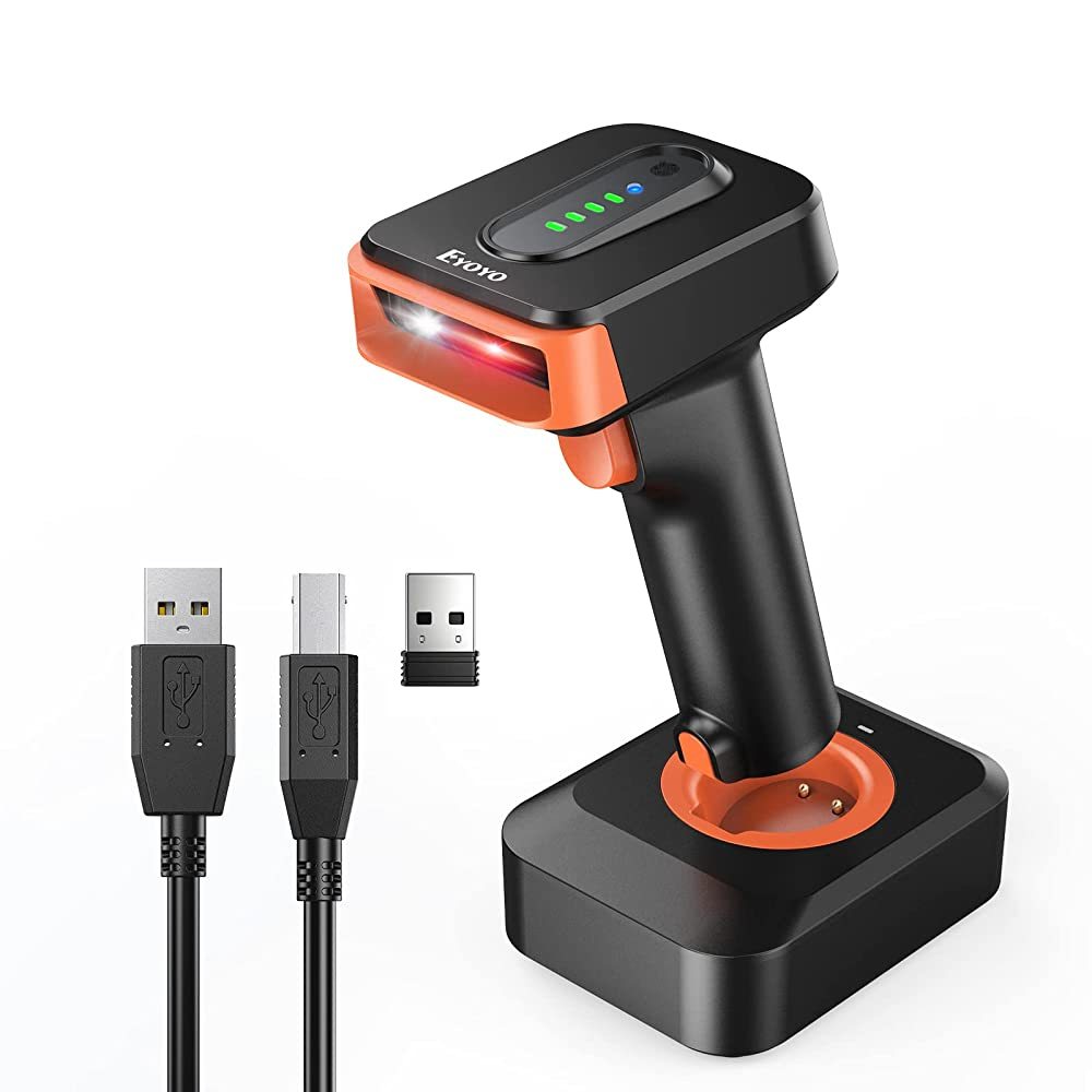 [Local stock]Eyoyo เครื่องสแกนบาร์โค้ดไร้สาย Bluetooth USB แบบมีสาย 2.4G เครื่องสแกนเนอร์แบบพกพาไร้สายพร้อมฐานตัวบ่งชี้ระดับพลังงานสําหรับ Windows,/Android/OS โทรศัพท์/แท็บเล็ต/คอมพิวเตอร์