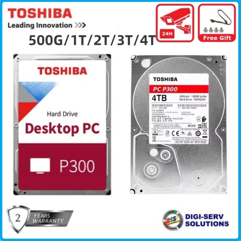 Toshiba P300 4TB/3TB/2TB/1TB/500GB เดสก์ท็อป PC ฮาร์ดไดรฟ์ 7200 RPM 64MB แคช SATA 6.0 กิกะไบต์/วินาท