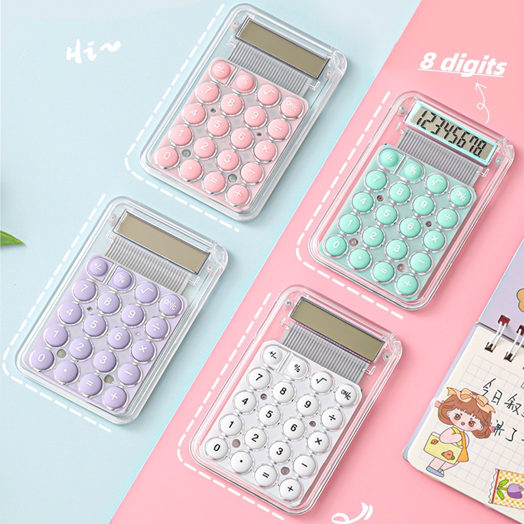 เครื่องคิดเลข ขนาดเล็ก แบบพกพา สีโปร่งใส สําหรับนักเรียน คอมพิวเตอร์ เครื่องเขียน WJ515