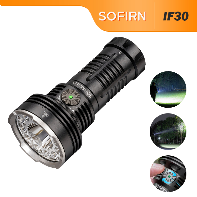 Sofirn IF30 EDC ไฟฉายทรงพลัง 12000lm 32650 แบตเตอรี่โฟกัสตัวแปร USB ชาร์จ, ไฟ LED แคมป์ปิ้งสําหรับเดินป่าที่บ้าน