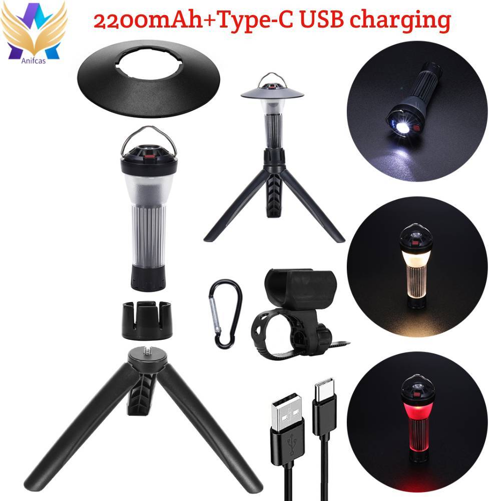 【ส่งจากกรุงเทพ】ไฟฉาย LED 100LM โคมไฟตั้งแคมป์ Type-C ชาร์จ USB สําหรับกลางแจ้ง ไฟแคมป์ปิ้ง อุปกรณ์แคมป์ปิ้ง