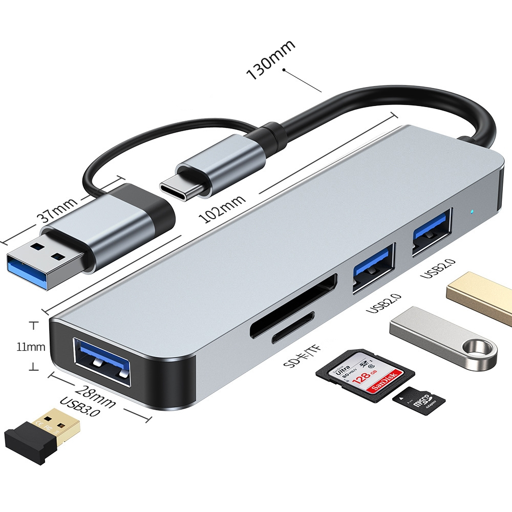 Type-c Docking Station usb3.0 Hub Converter การ์ดอ่าน TF/SD แล็ปท็อป usb Hub 5 in 1