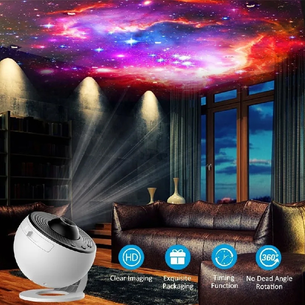 Amiluo โปรเจคเตอร์ดาวกาแล็กซี่ 13 ฟิล์ม ไฟออโรร่า 4K HD 360° ตั้งเวลา เงียบ ของขวัญ