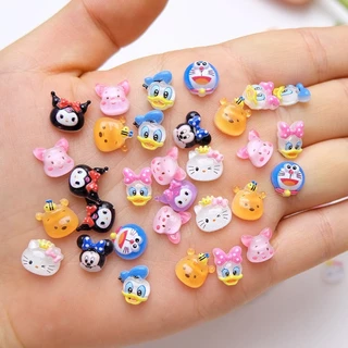 Rou Bao 50 ชิ้นเล็บการ์ตูน Series Kuromi Kitty Mickey น่ารักเรซิ่นเล็บ Art DIY Charms ตกแต่ง