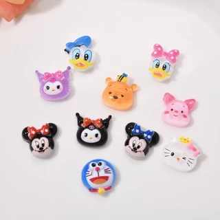Rou Bao 50 ชิ้นเล็บการ์ตูน Series Kuromi Kitty Mickey น่ารักเรซิ่นเล็บ Art DIY Charms ตกแต่ง