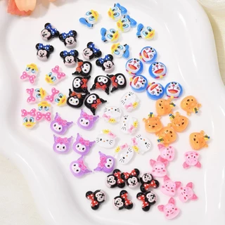 Rou Bao 50 ชิ้นเล็บการ์ตูน Series Kuromi Kitty Mickey น่ารักเรซิ่นเล็บ Art DIY Charms ตกแต่ง