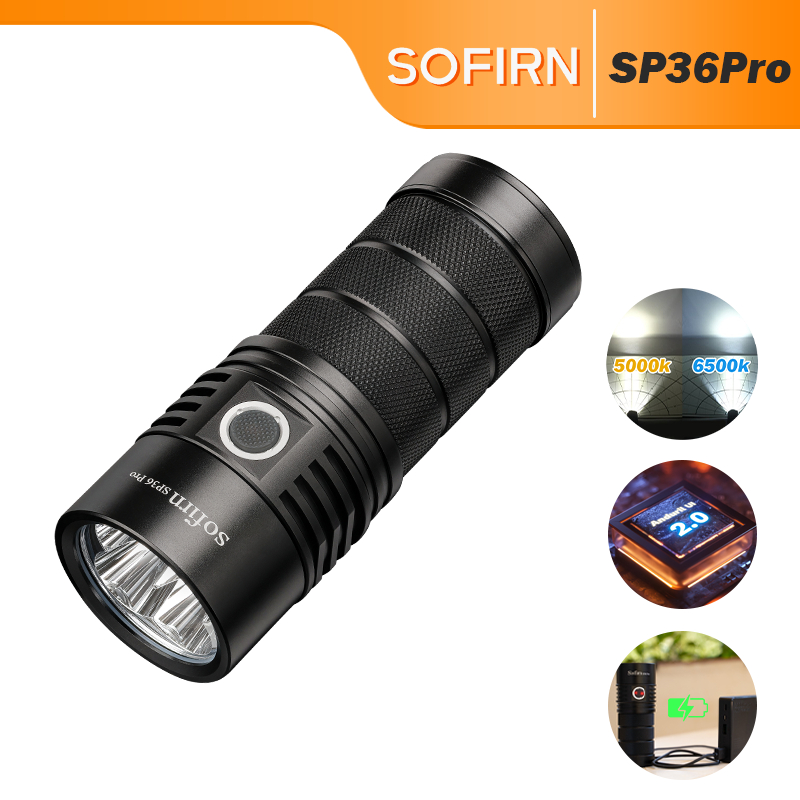 Sofirn SP36Pro 8000 ลูเมนไฟฉายที ่ มีประสิทธิภาพ BLF Anduril Driver 4 *SST40 หลอดไฟ LED ไฟฉายกันน ้ ํา IPX8 USB ชาร ์ จโคมไฟมือถือ
