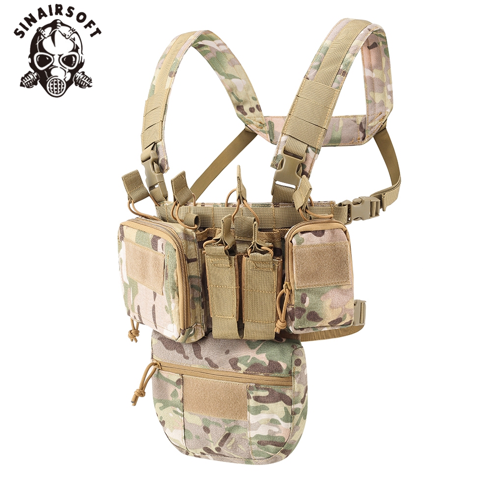 Sinairsoft เสื้อกั๊กเกียร์หน้าอกแบบแยกส่วนกลางแจ้ง MOLLE กระเป๋าเกียร์ไนลอนเอว TCM ผ้ายืดสูงเสื้อกั๊กและกระเป๋าอุปกรณ์เสริม