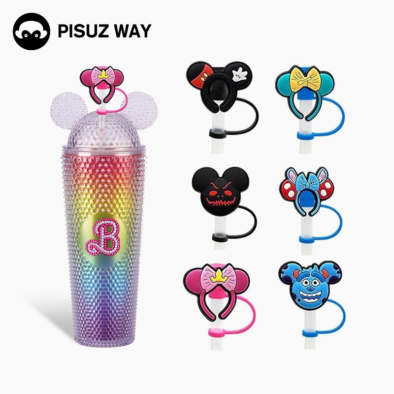 Pisuz Way1 ชิ้นน่ารักซิลิโคนหมวกฟางหมวกฝุ่นส่วนบุคคลเครื่องดื่มฝาครอบฟางฝาครอบกันฝุ่น