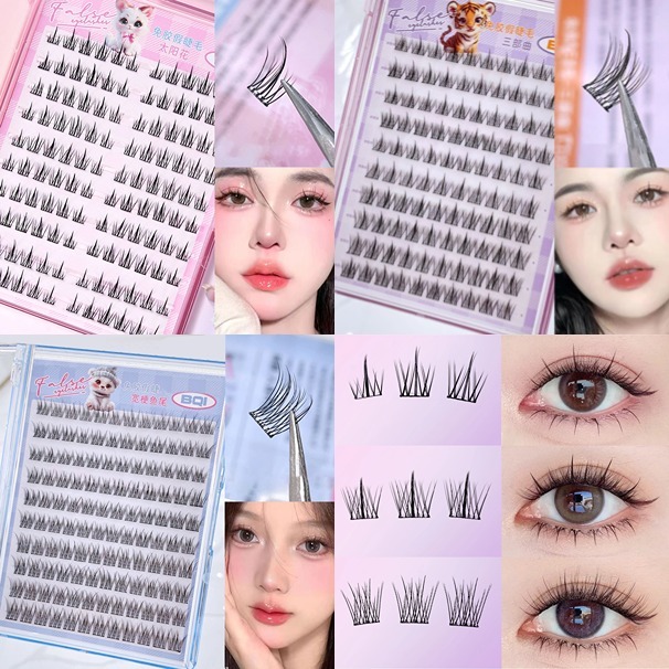 ขนตาปลอมแบบมีกาวในตัวไม่ต้องใช้กาว-สามารถใช้ซ้ําได้หลายครั้ง (บีฉี 10 แถว)