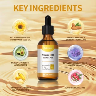 Lakerain Vitamin E Oil 100% Pure & Natural ให้ความชุ่มชื้นและกระชับผิวช่วยลดเส้นละเอียดและจุด