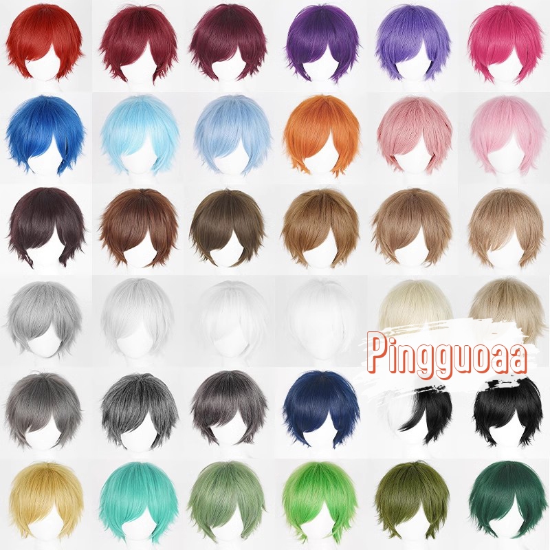 【Manmei】30CM Universal Fluffy Upturned Short Wig Practice Hand Heat Resistant Synthetic Hair Cosplay Wigs