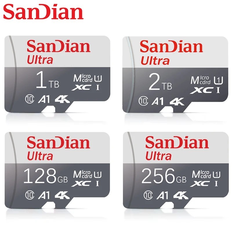 Sandian การ์ด Micro TF SD ความเร็วสูง TF แฟลชการ์ดหน่วยความจํากล้องพร้อมอะแดปเตอร์ 1TB 2TB 512GB 256GB 128GB 64GB