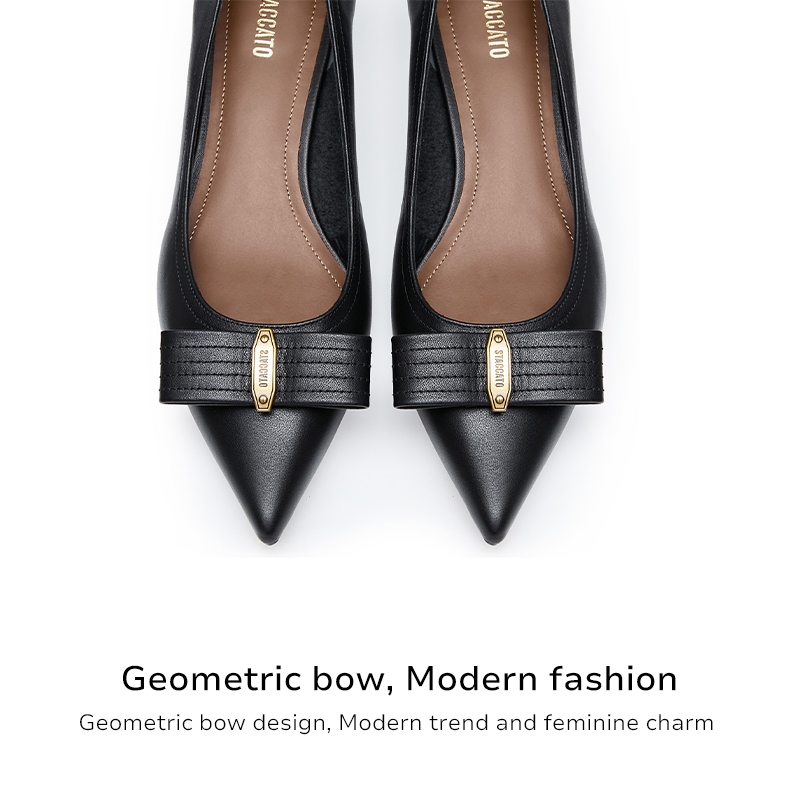 Staccato Women's Kitten Bow Heels รองเท้าคัทชู ส้นเตี้ย หัวแหลม 9ER76