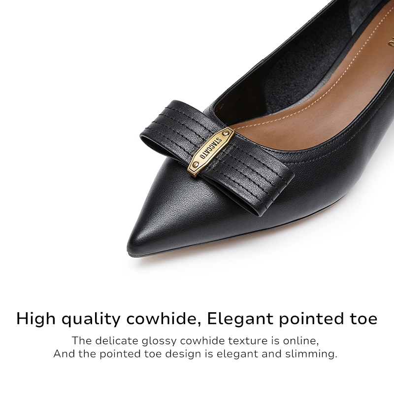Staccato Women's Kitten Bow Heels รองเท้าคัทชู ส้นเตี้ย หัวแหลม 9ER76