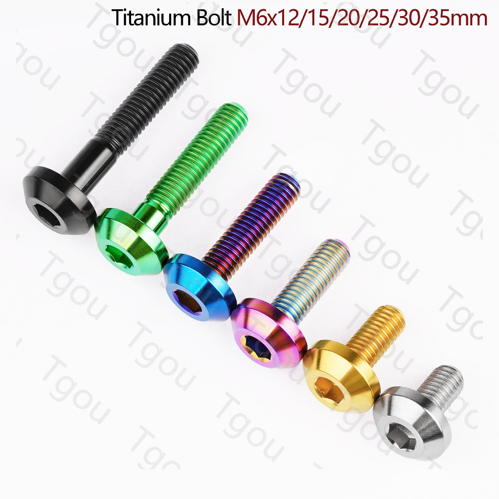 Tgou ไทเทเนียมสายฟ้า M6x12/15/20/25/30/35 มม. หัวปุ่มกุญแจอัลเลน Ti กลอนสกรูจักรยานรถจักรยานยนต์เบรก
