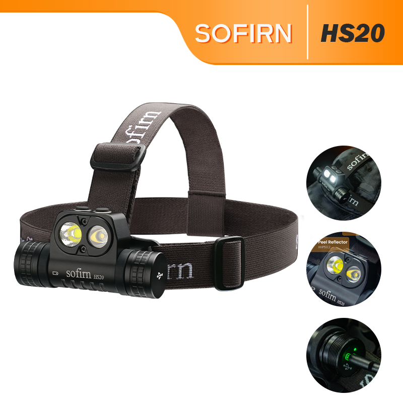 Sofirn HS20 ไฟหน้าแบบชาร์จไฟได้ Super bright 2400 ลูเมนทํางานตกปลา STF40 LED และ LH351D LED ไฟหน้า