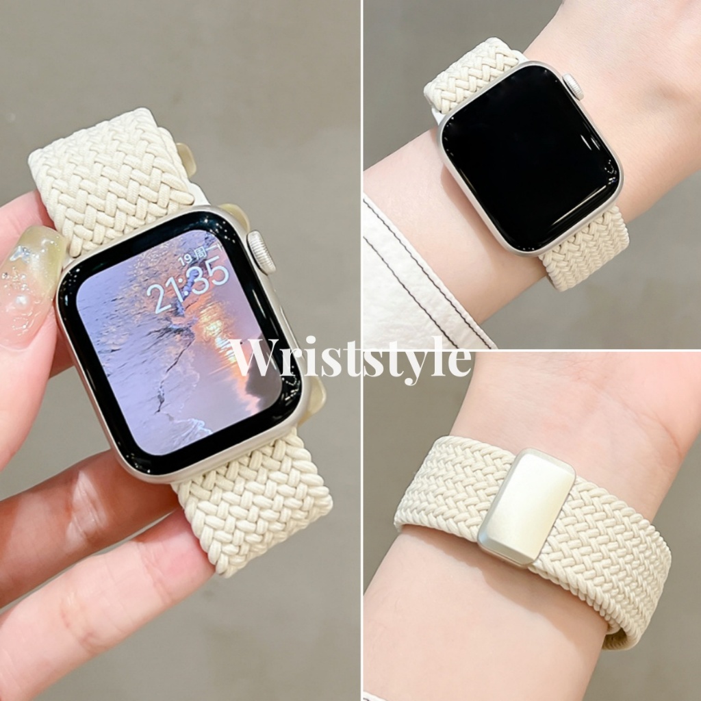 หัวเข็มขัดแม่เหล็กสายนาฬิกาไนลอนสําหรับ Apple Watch S9/8/7/6/5/4/3/2/1 SE2 ULTRA Breathable เปลี่ยนสร้อยข้อมือสําหรับ iWatch 49 มม.45 มม.44 42 41 40 38 สายทอผู้หญิงผู้ชาย