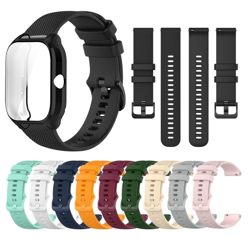 กรณี + สายคล้องคอสําหรับ Amazfit GTS4 Mini สมาร์ทนาฬิกาสายนาฬิกาซิลิโคนอ่อนนุ่มสร้อยข้อมือสําหรับ Hu