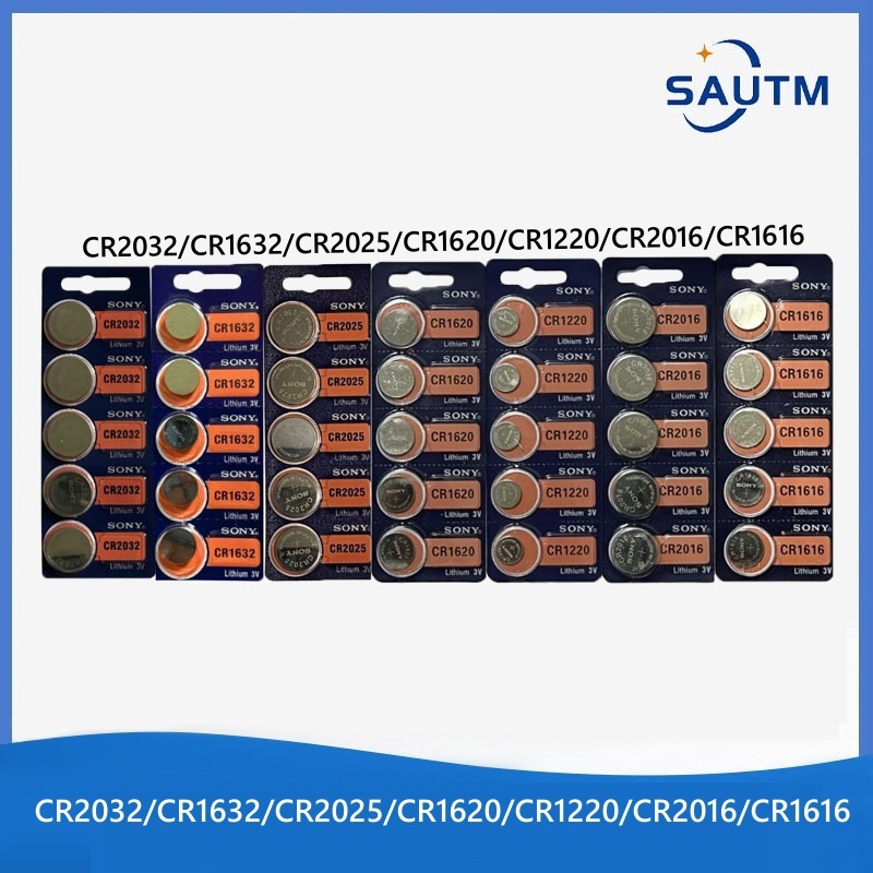 Sony แบตเตอรี่นาฬิกา CR2032 CR1632 CR2025 CR1220 CR1620 CR16 CR2016 เซลล์ปุ่ม