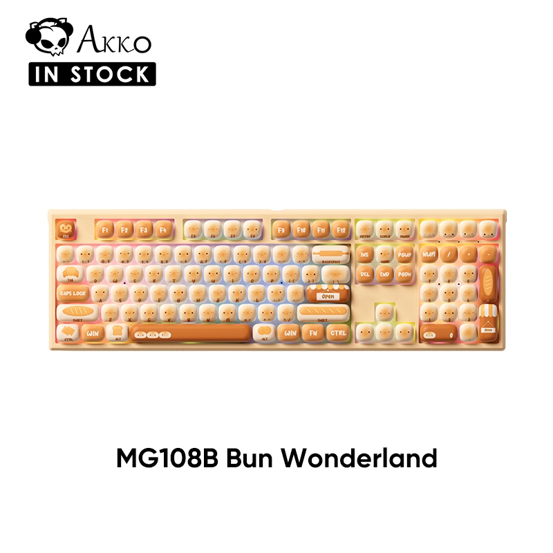 Akko x MonsGeek MG108B Bun Wonderland Multi-modes Mechanical Keyboard พร้อมโปรไฟล์ RGB MOG แบบถอดเปล