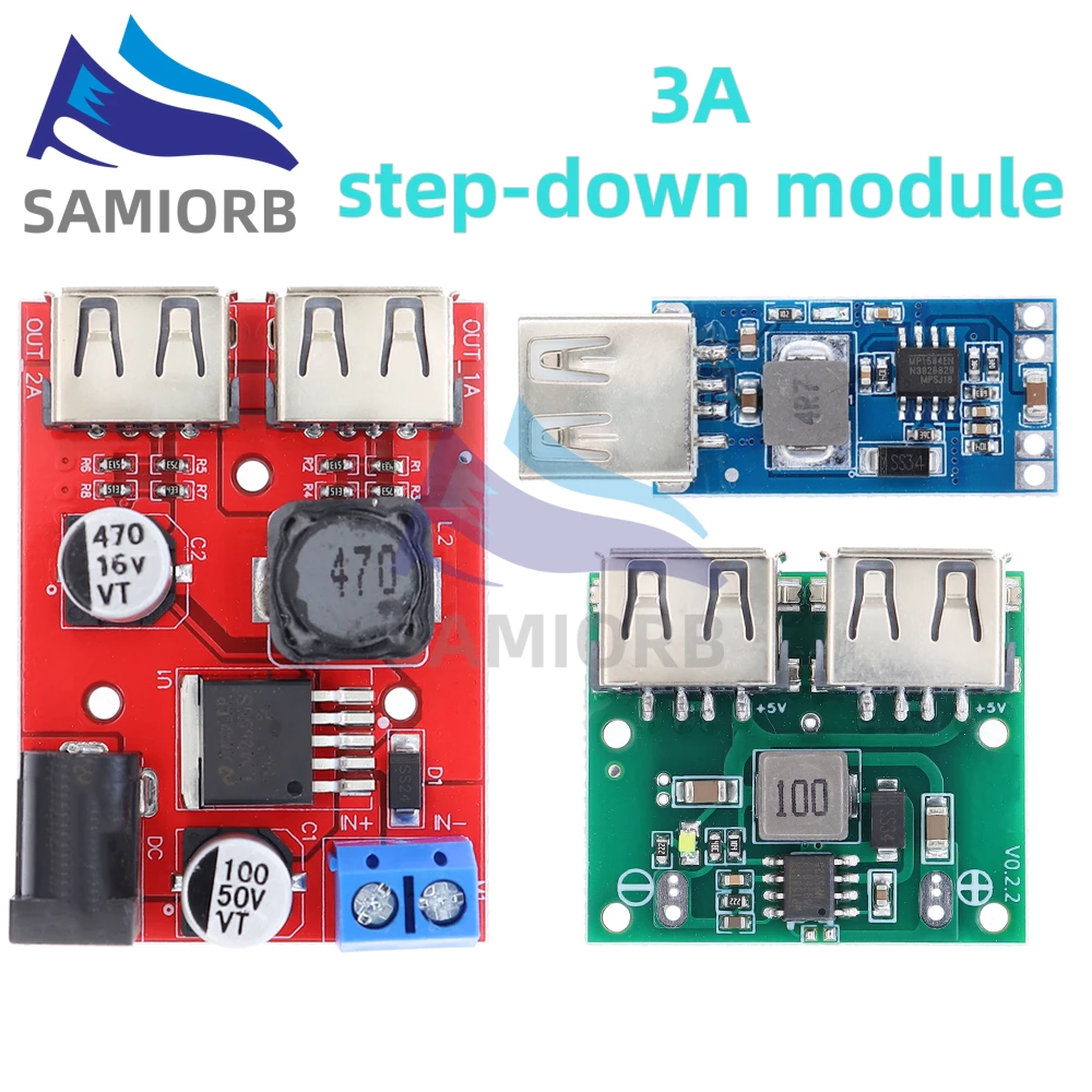 Dual USB DC-DC 9V 12V 24V 36V ถึง 5V 3A Step Down Buck Converter Board Car Charger โมดูลแหล่งจ่ายไฟพลังงานแสงอาทิตย์