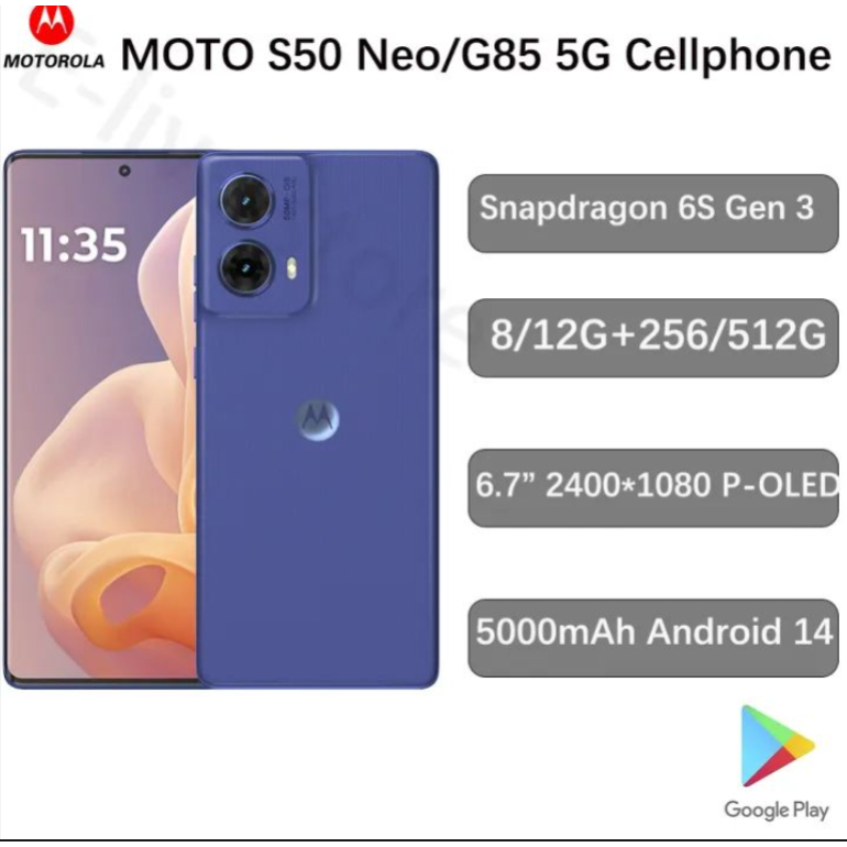 Global ROM Motorola S50 Neo/MOTO G85 5G โทรศัพท์ 6.7 Snapdragon 6s Gen 3 Dual SIM 50.0MP Android 14