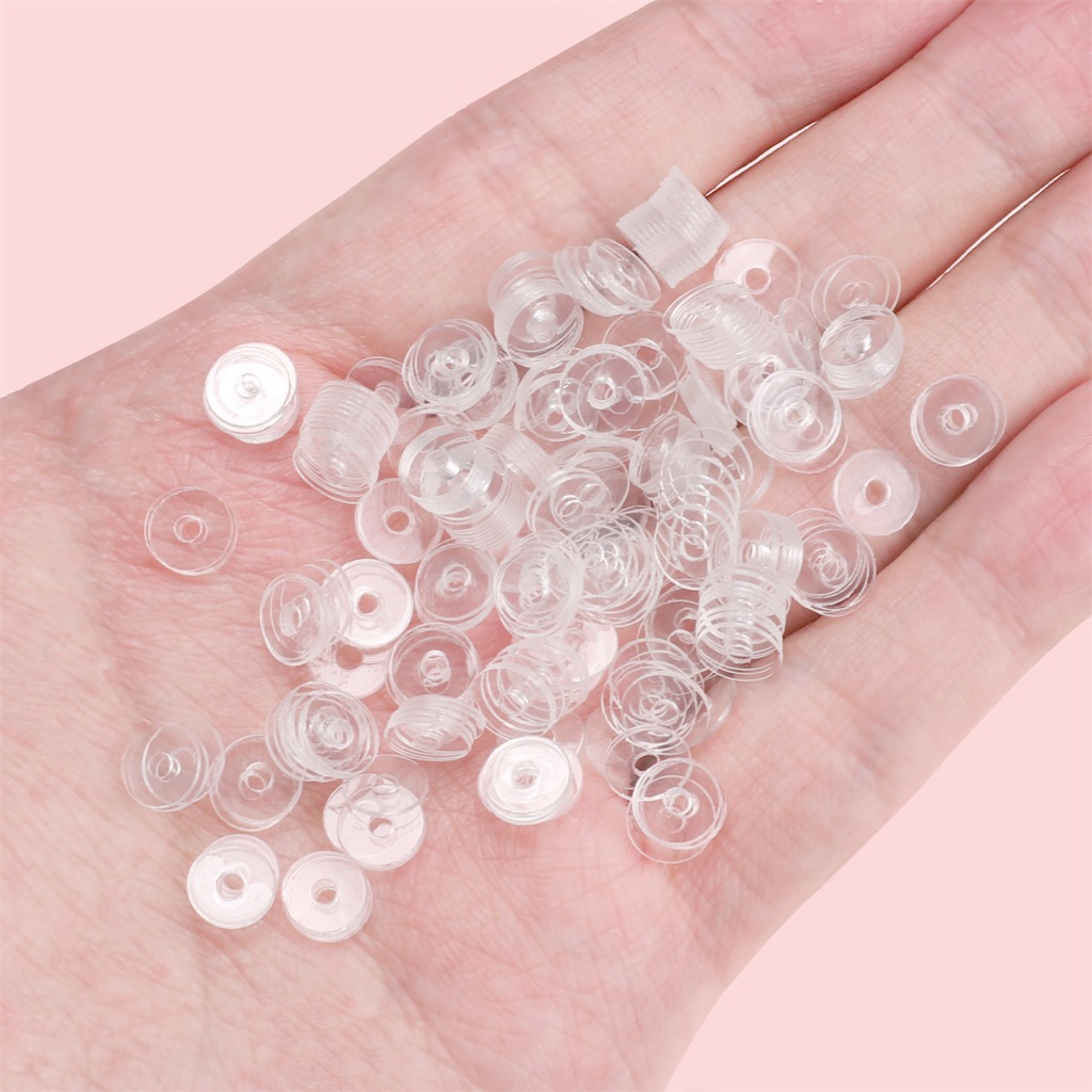[4-10 มม.] 50 ชิ้นพลาสติกใส Spacer แบนรอบ Spacer สร้อยข้อมือสร้อยคอลูกปัดอุปกรณ์เสริม DIY Handmade