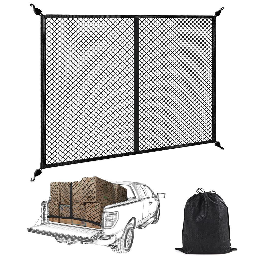Nissan Navara Truck Bed Cargo Net, ยืดหยุ่นสูง Double-Layered ยืดได้ถึง 7ft x 7ft 2.4m x 2.4mSmall ต