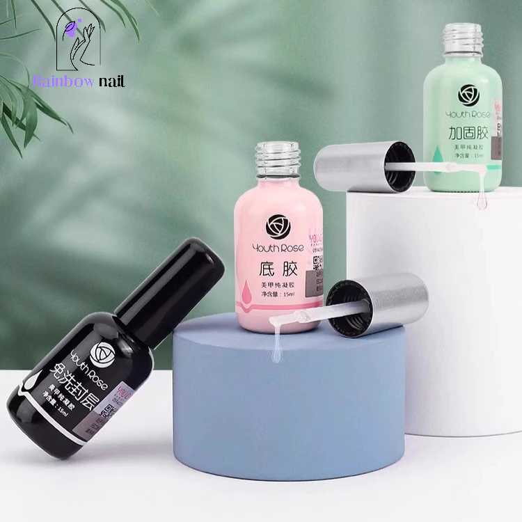 Youth Rose เบสท็อป กุหลาบ เบสกุหลาบ ท็อปเจล เคลือบเล็บเจล เบสโค้ท ท็อปโคทเล็บ15ml/ขวด