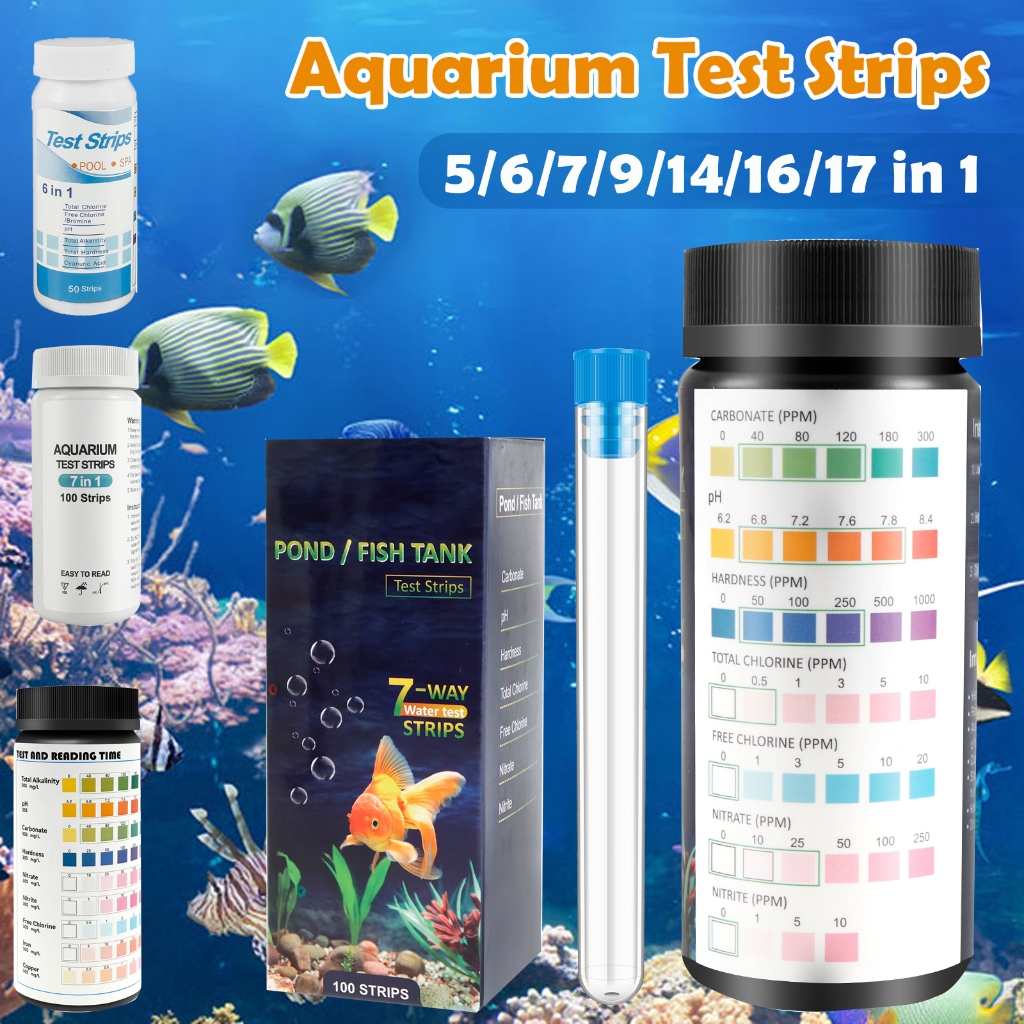 100PCS แผ่นทดสอบคุณภาพน้ํา 5/6/7/9/14/16/17 in 1 สําหรับตู้ปลา น้ําเค็ม น้ําจืด วัดค่า pH และตรวจคุณภาพน้ําบ่อปลา สระ