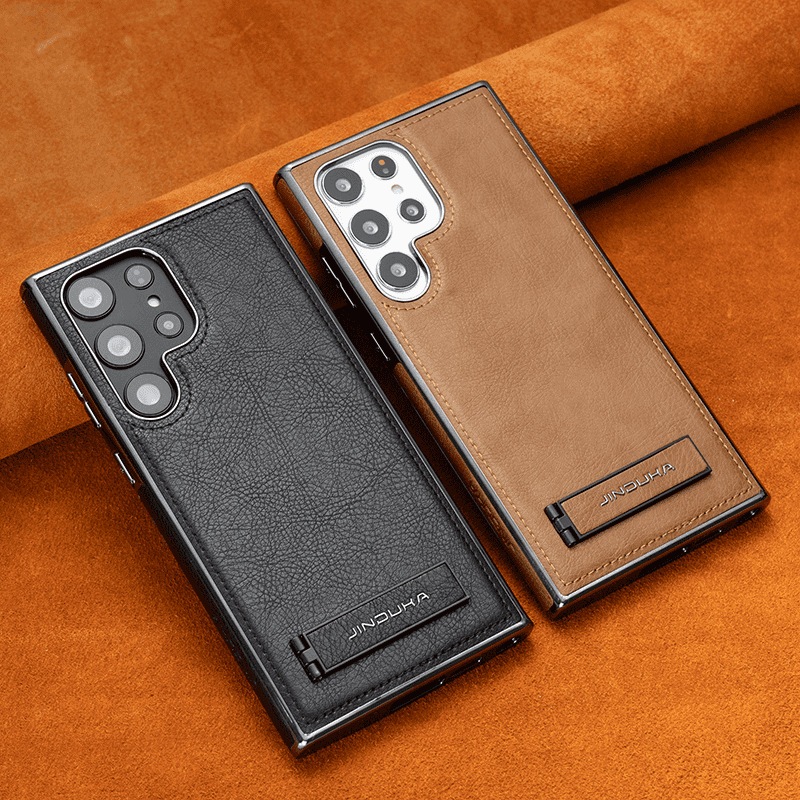 ขาตั้งหนังหรูหรา เคสกันกระแทกคลาสสิกสําหรับ Samsung Galaxy S23 Ultra S24 Ultra