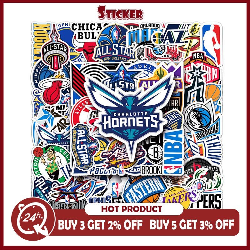 50PCS NBA บาสเกตบอลกีฬาสติกเกอร์สําหรับกระเป๋าเดินทางรถจักรยานยนต์ไดอารี่ DIY Decal Graffiti สติกเกอ