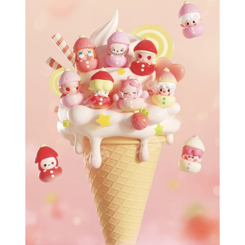 POP MART Pop Bean strawberry Series Crybaby PUCKY MOLLY DIMOO LABUBU