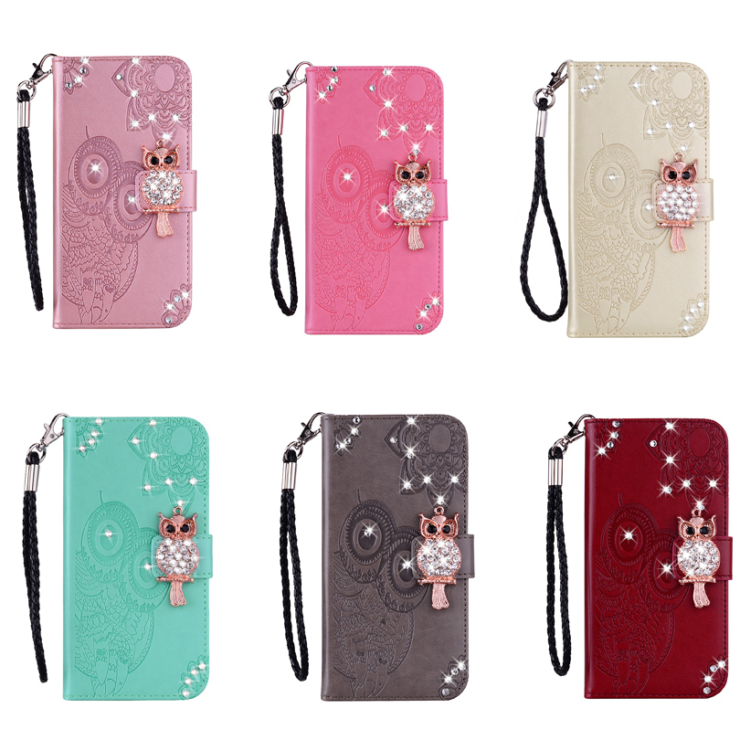 Shiny Diamond Owl Casing สําหรับ iPhone Air 16 15 14 13 12 17 Pro Max 14 15 Plus Flip Phone Slim Case กระเป๋าสตางค์ฝาครอบ