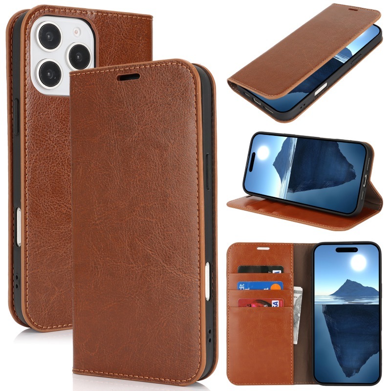 เคสหนังแท้สําหรับiphone 16 15 14 13 12 11 Pro Max Plus 12 13 mini XR X XS Maxธุรกิจฝาครอบป้องกัน